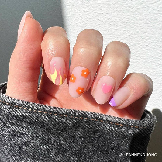 Wild Child Press-On Nails | Short Oval Multicolor Spring