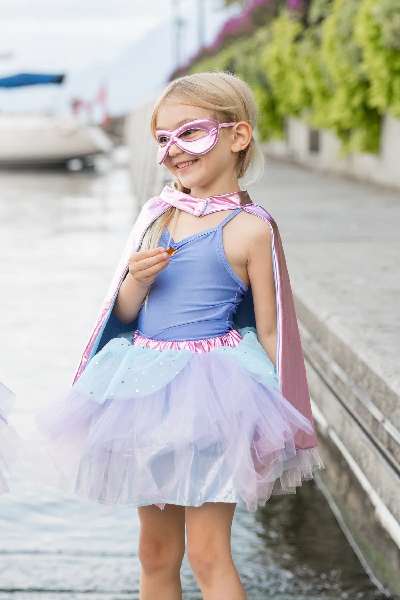 67825 Super-duper Tutu, Cape, & Mask, Pink/Light Blue, Size 4-6