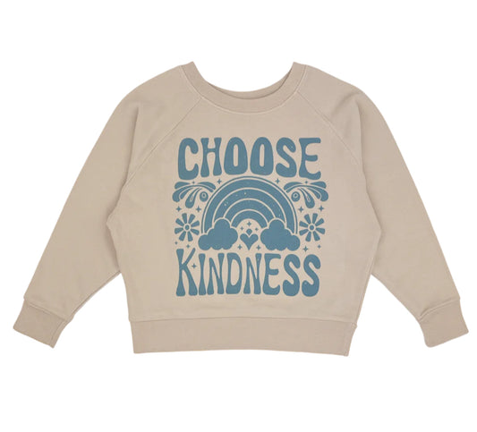 "CHOOSE KINDNESS" GIRLS BOXY SWEATSHIRT:SAND