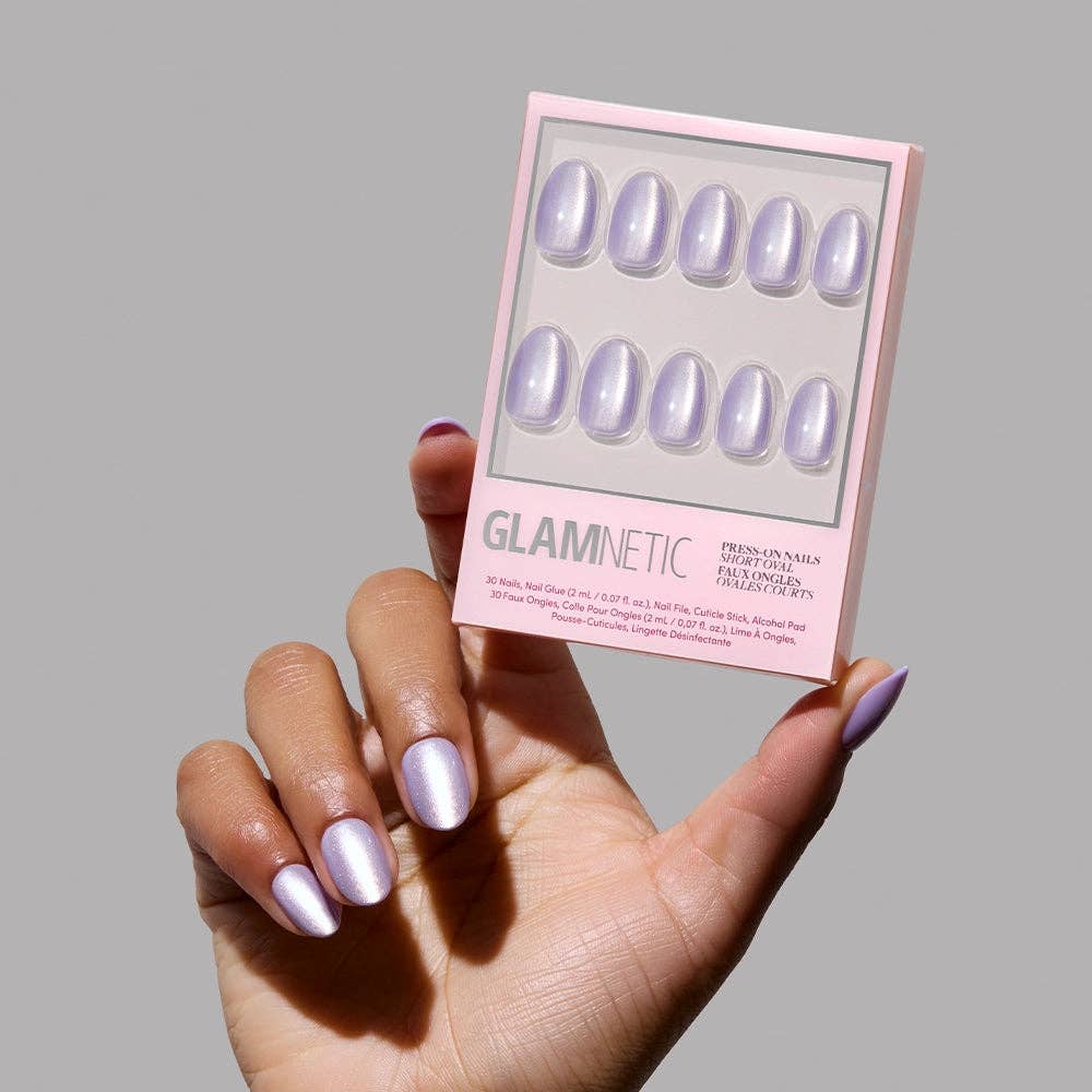 Mermaid's Tail Press-On Nails | Short Oval Purple Iridiscent