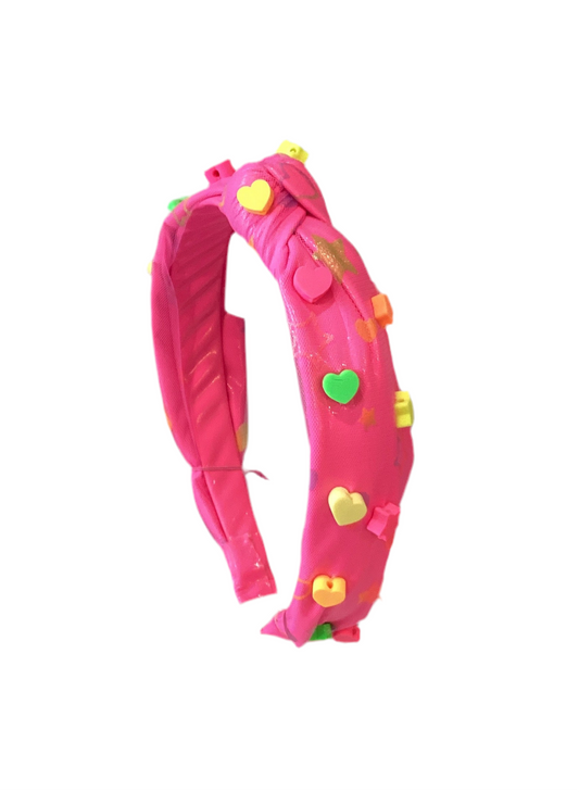 Neon clay charm knot headband