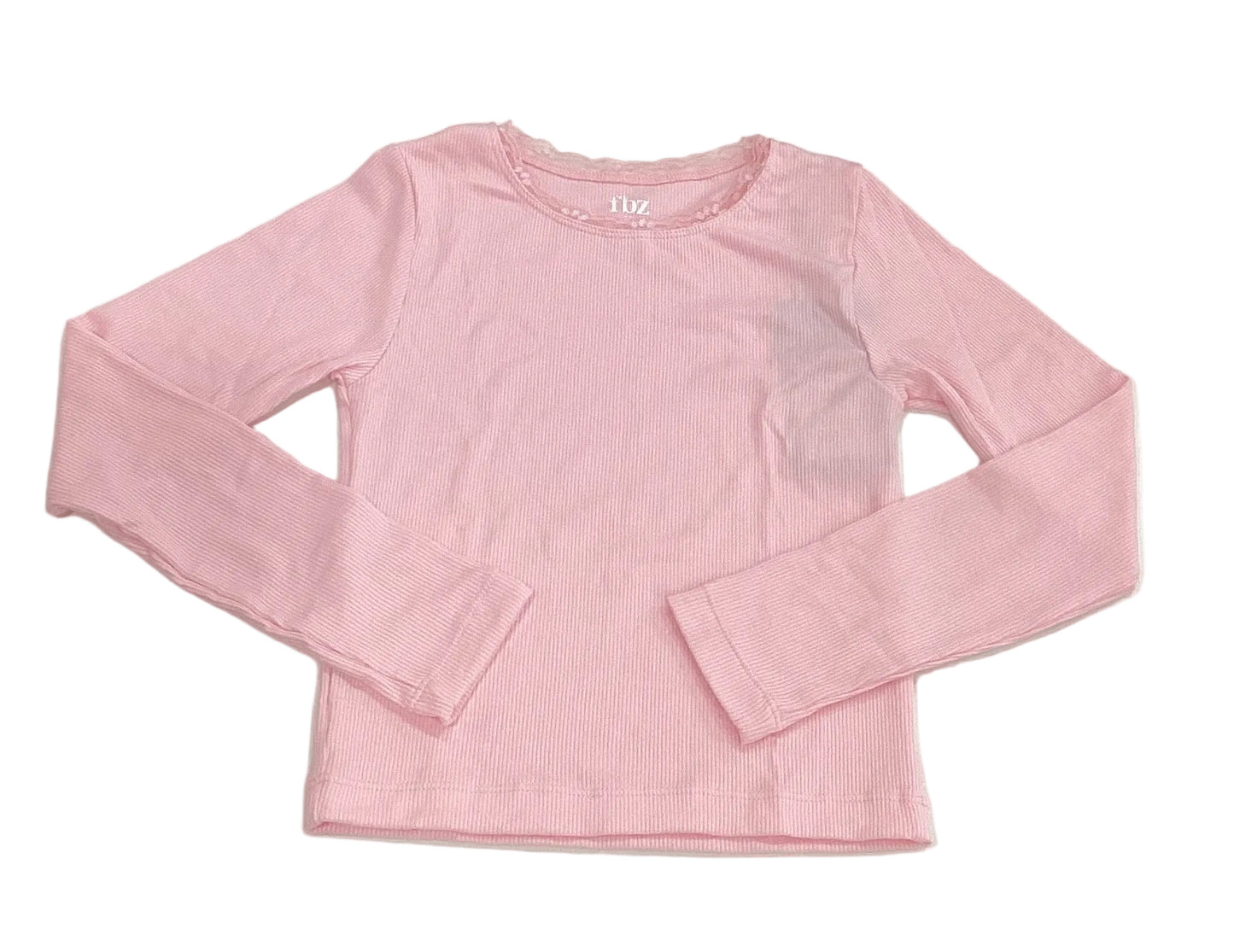 PINK LACE TRIM CREW TEE