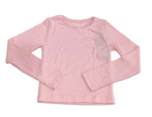PINK LACE TRIM CREW TEE