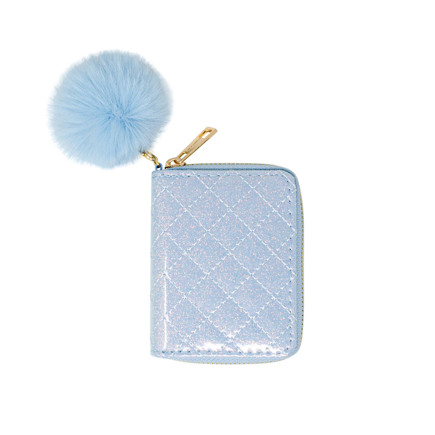 Girls Sparkle Quilted Wallet: Sky Blue