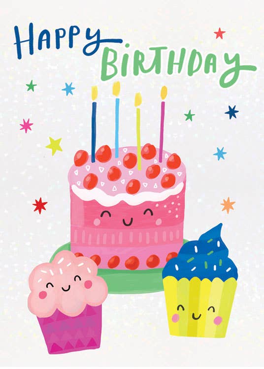 Birthday Kawaii Cakes  Foil Card