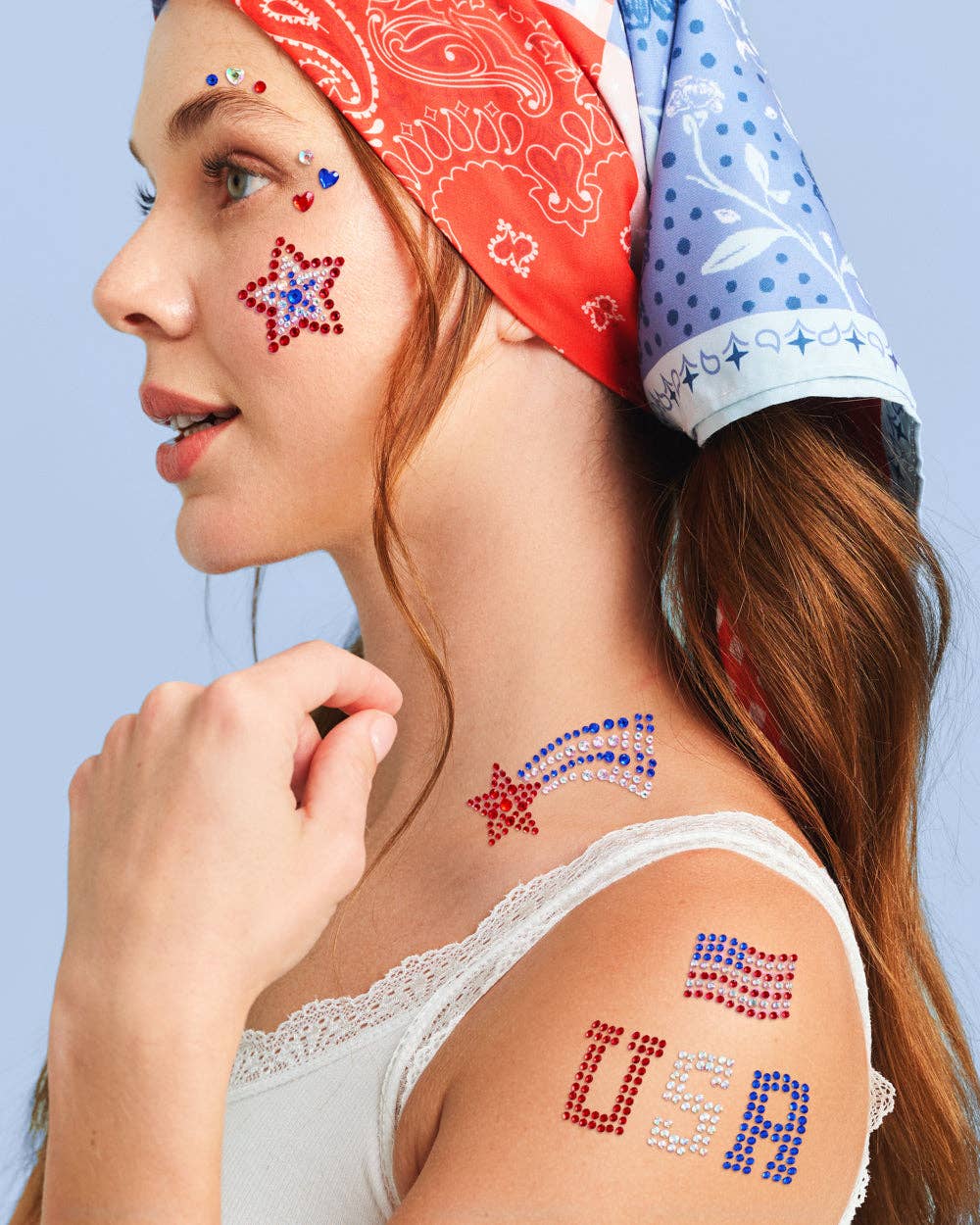 USA Face Gems | patriotic, fourth july, festival