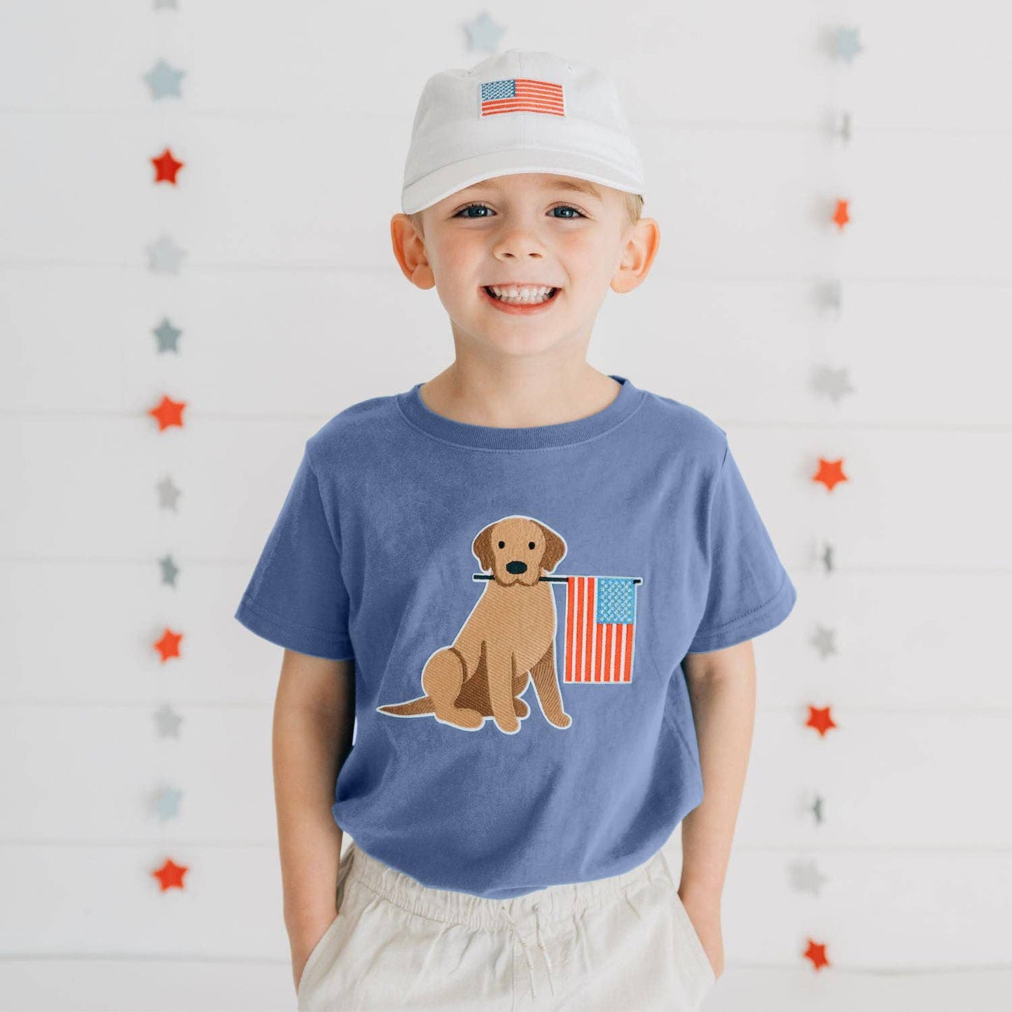 Patriotic Pup Patch Short Sleeve T-Shirt - Fourth of July
