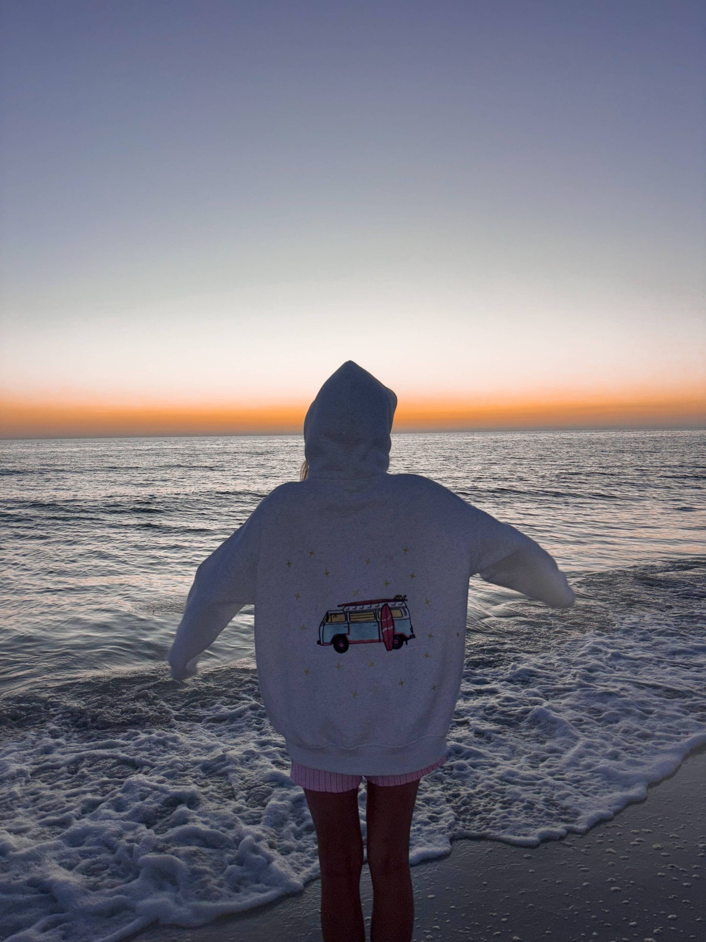 Pearl Grey Star Van Embroider Hoodie: Pearl Grey / Medium