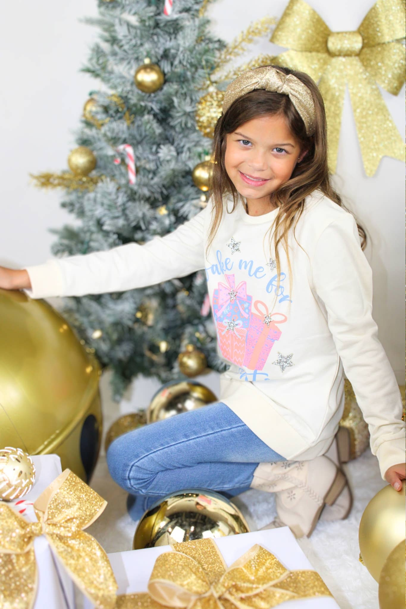 Wake me for presents silver rhinestones