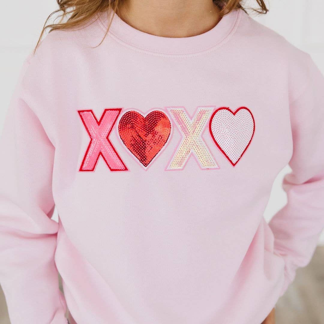 XOXO Sequin Patch Valentine's Day Sweatshirt - Kids Clothing