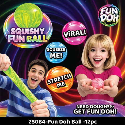 Fun Doh Squishy Fun Fidget Ball Boxed Assortment- 12/Display