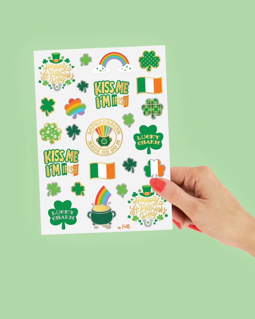St Patrick's Tats - Shamrock, Irishcfoil temporary tattoos