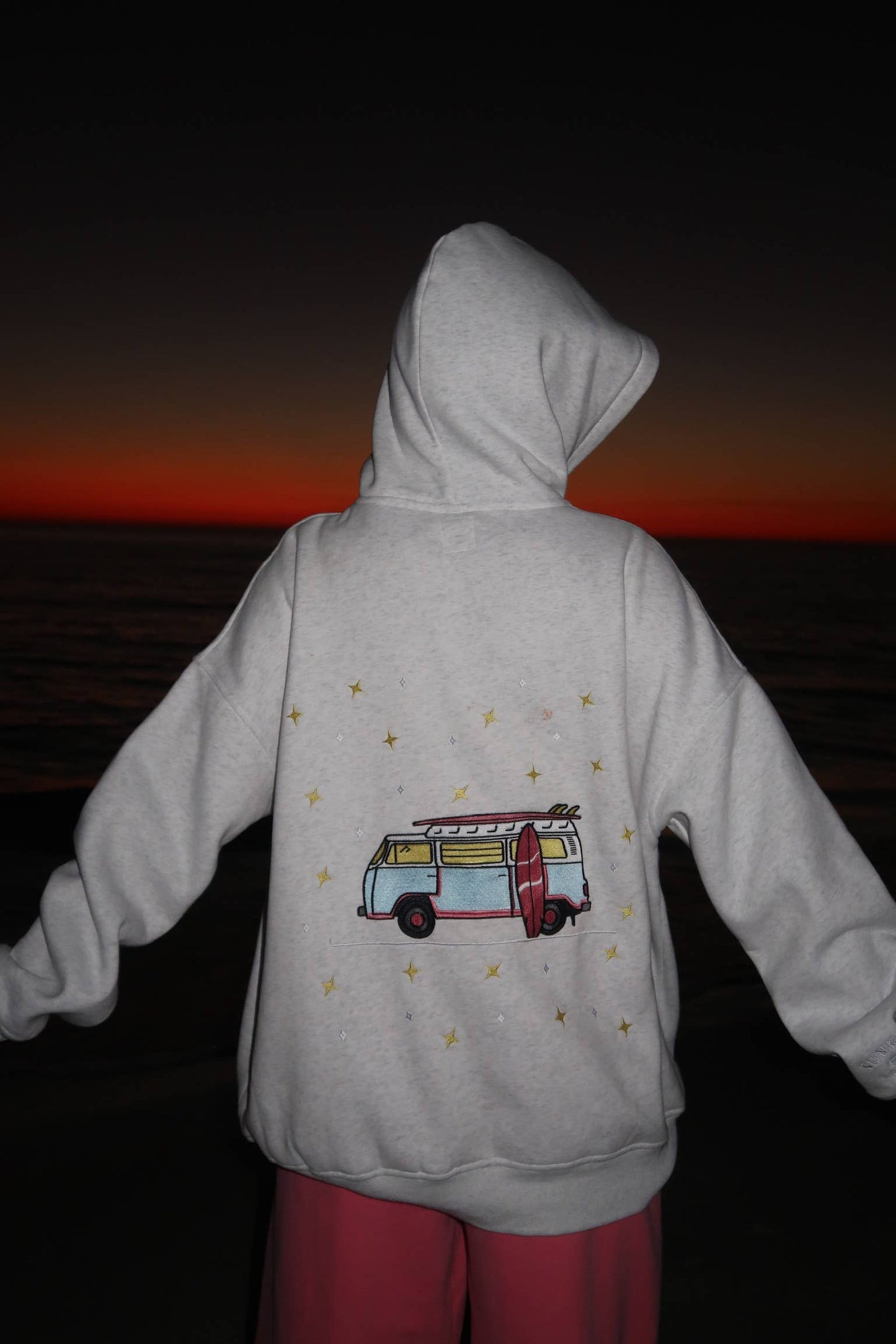 Pearl Grey Star Van Embroider Hoodie: Pearl Grey / Medium