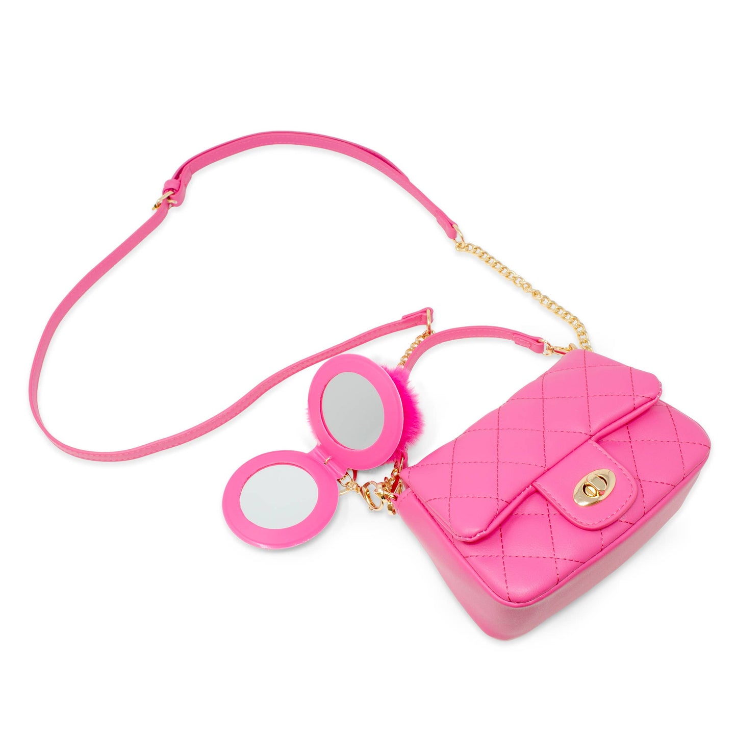 Quilted Puff Flap w/ Mirror Pom Pom