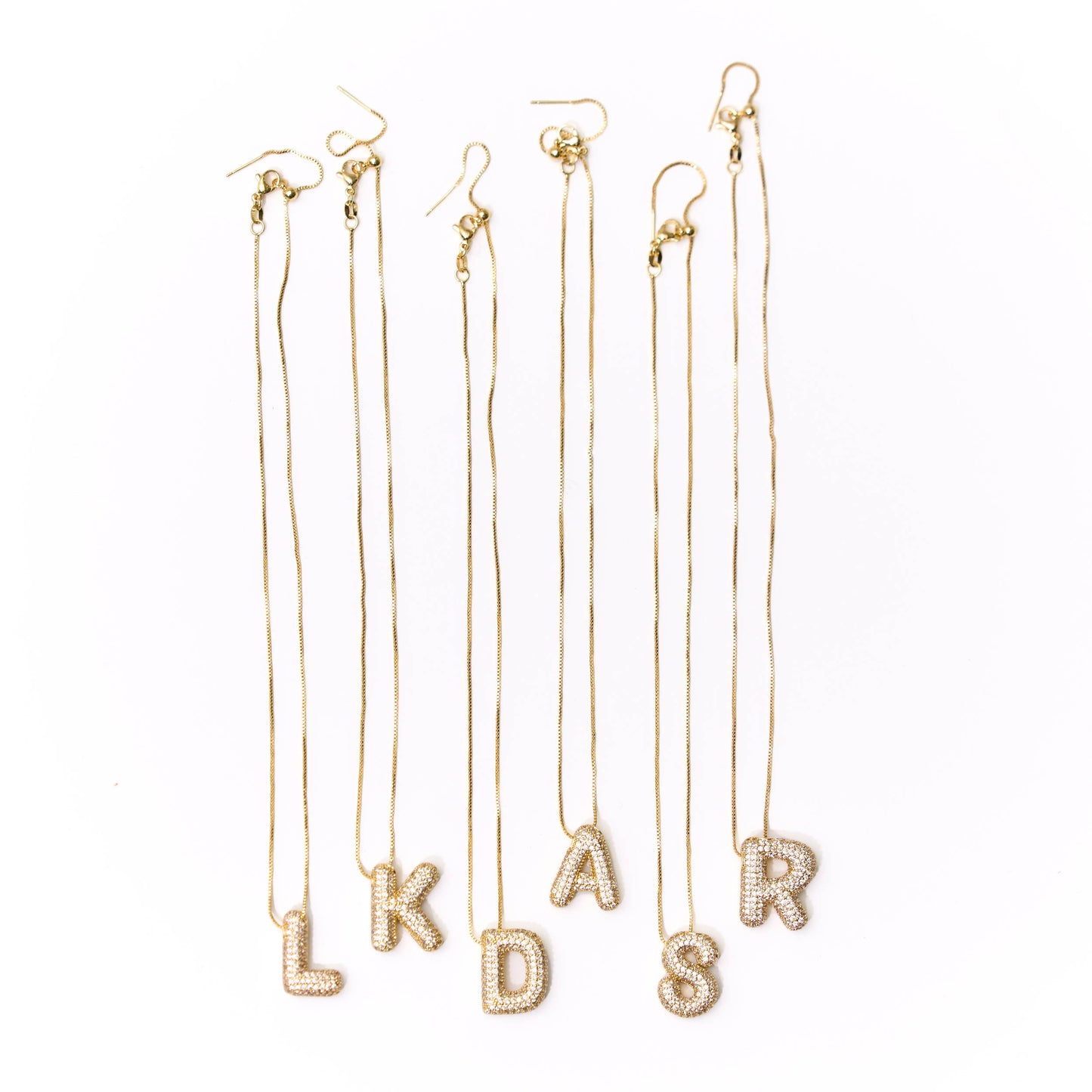 Gold Crystal Initial Necklaces