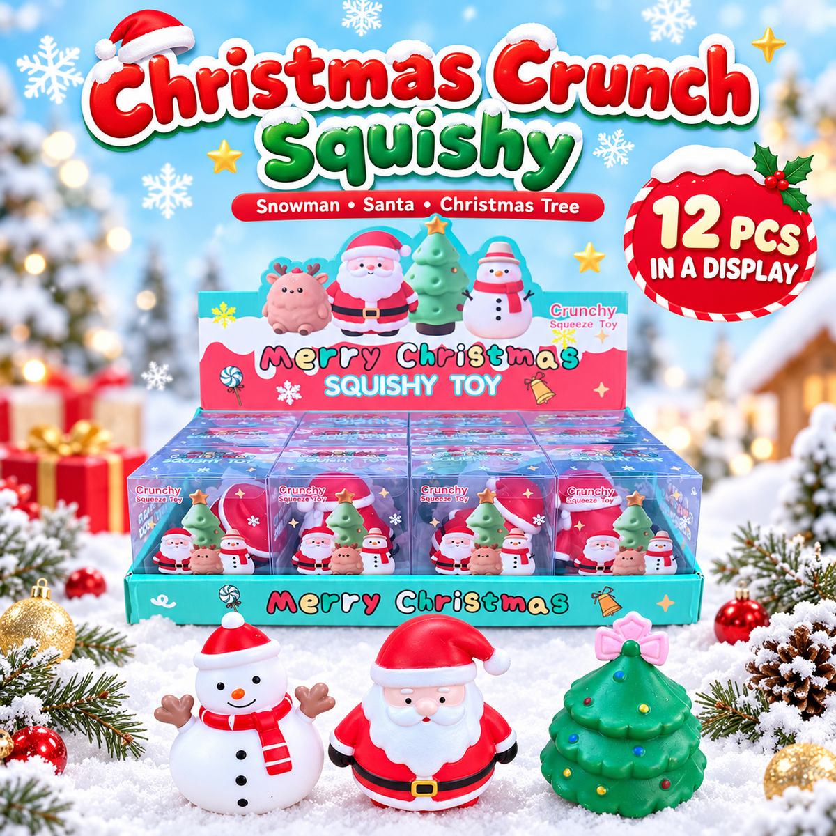 Crunchy Merry Christmas Squishy Toy— ASMR Holiday Squishies