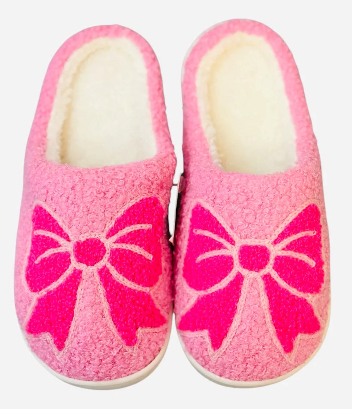 Pink Cozy Bow Slippers