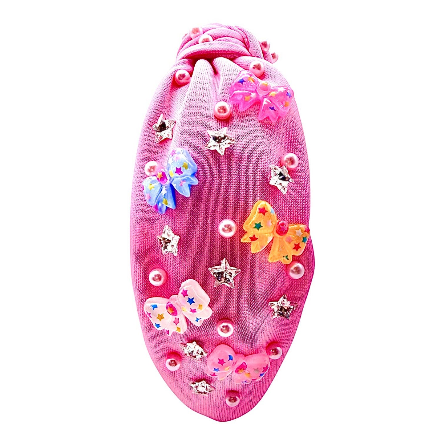 Bitty Bows Resin Sparkle Rhinestone Pink Knot Girls Headband