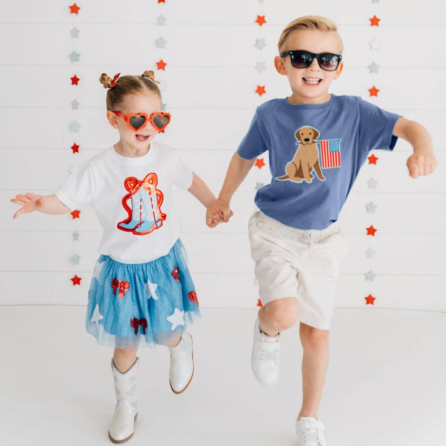 Patriotic Pup Patch Short Sleeve T-Shirt - Fourth of July