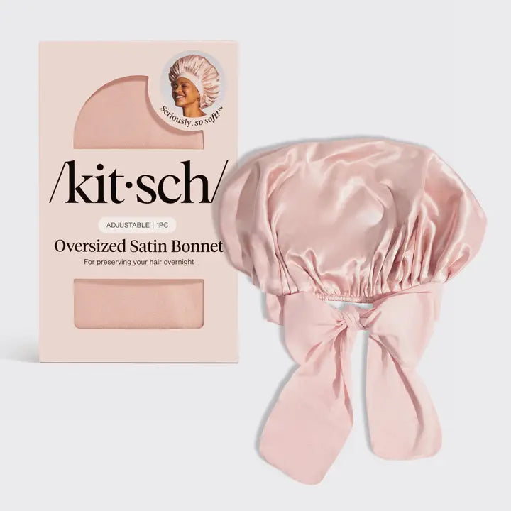 Adjustable Oversized Satin Bonnet- Blush |