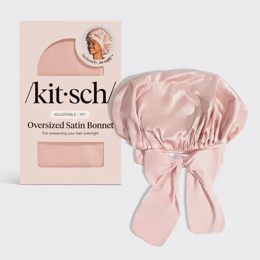 Adjustable Oversized Satin Bonnet- Blush |