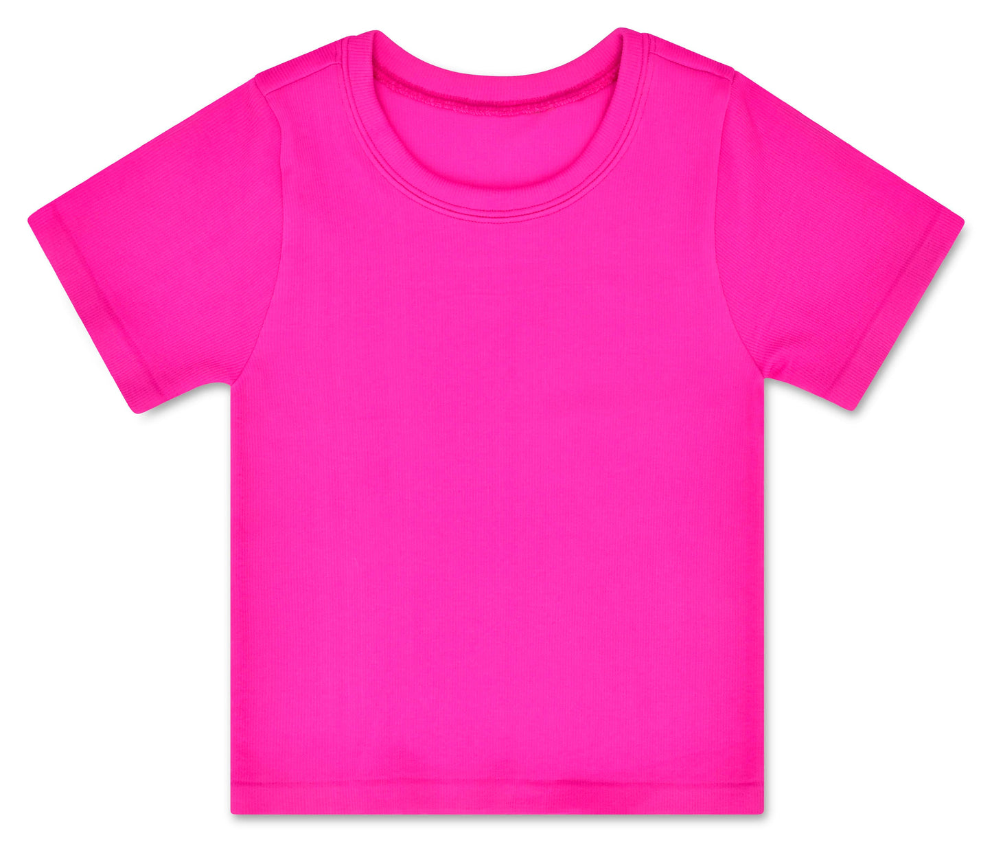 PRETTY PINK RIBBED SHORT SLEEVE SHIRT (SMALL / MED(7-10))