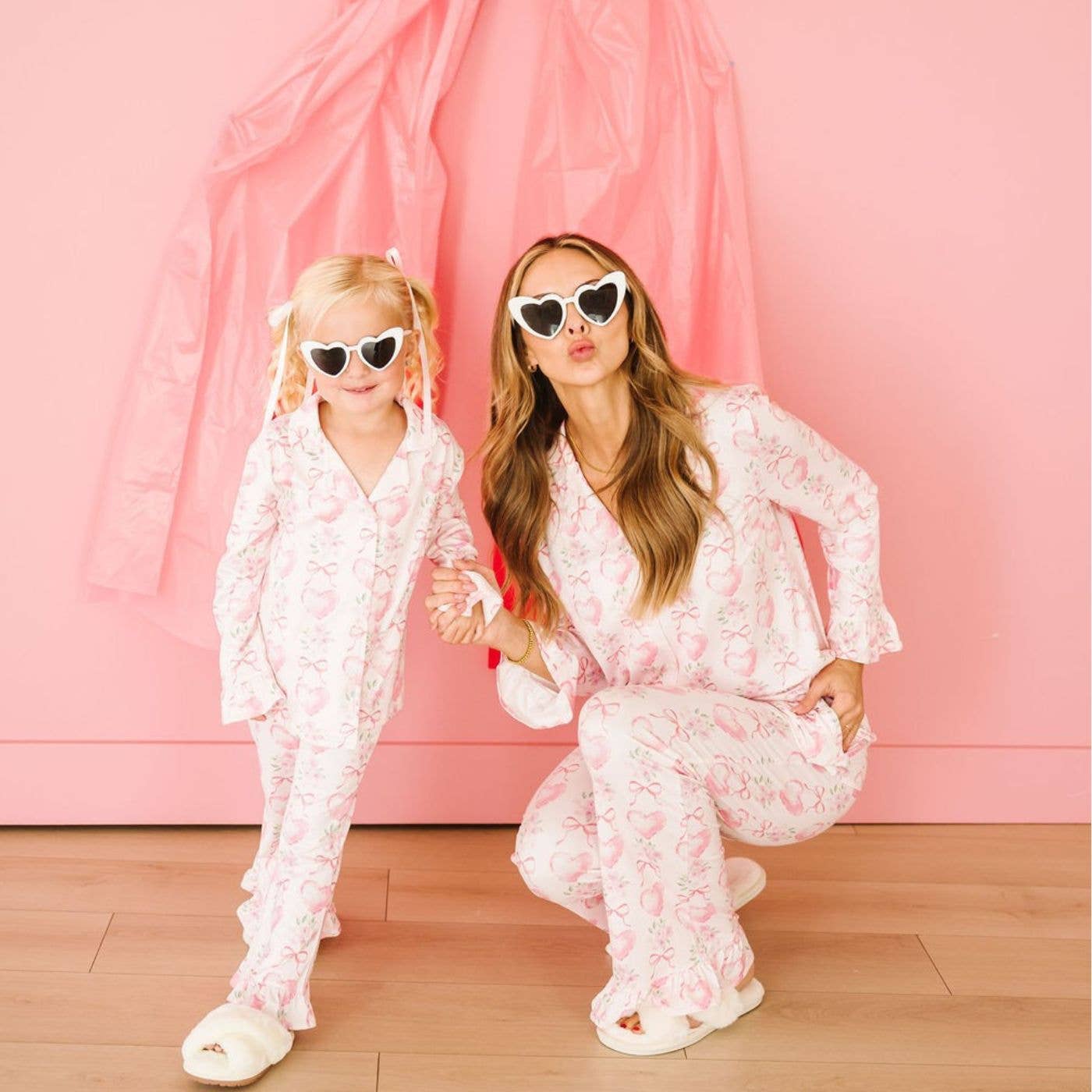 Heart Floral Trellis Valentine's Day Lounge Set - Mommy & Me