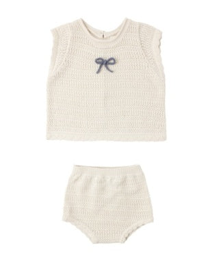 SCALLOP KNIT BABY SET NATURAL