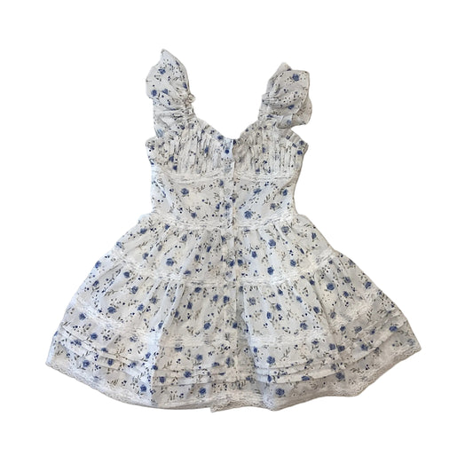 Flowers By Zoe DRESS OFF WHITE BLUE FLOWER