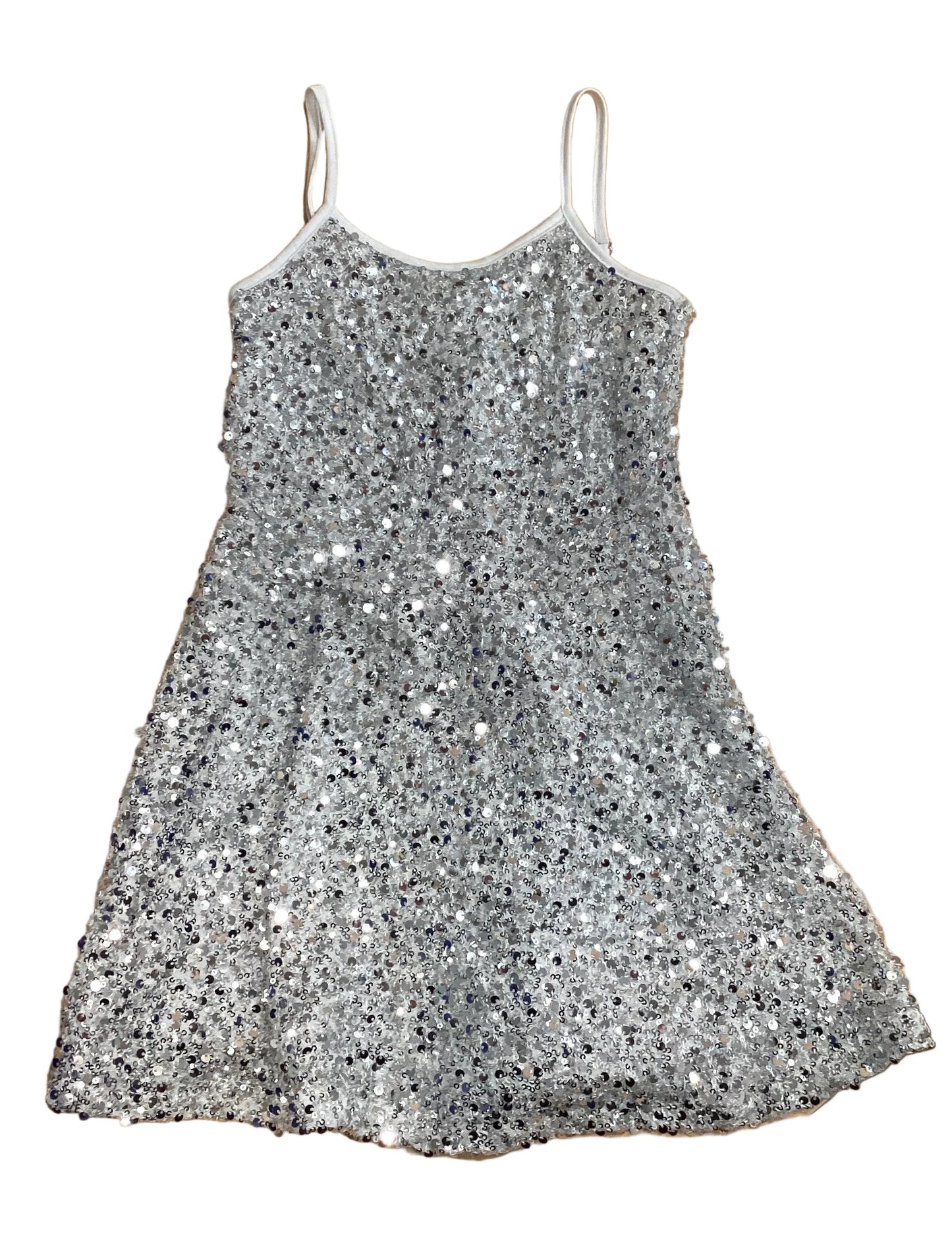 FLOWERS BY ZOE Silver Sequin Dress