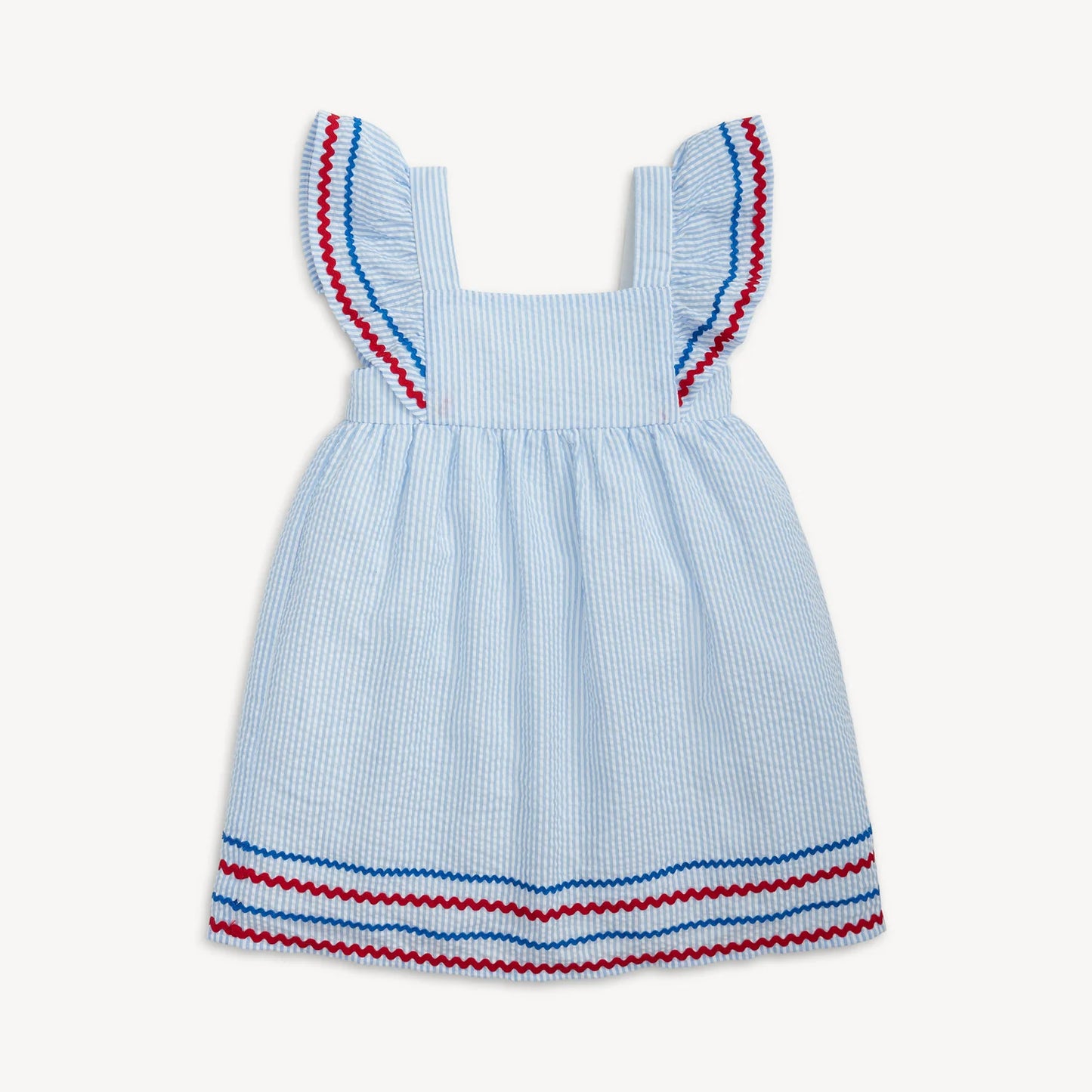 SEERSUCKER STRIPE FLUTTER SLV DRESS