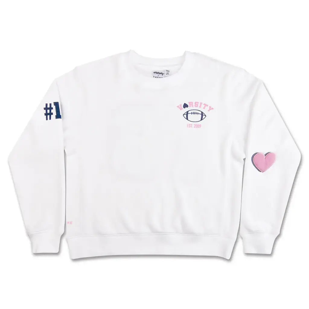 THEME VARSITY WHITE SWEATSHIRT