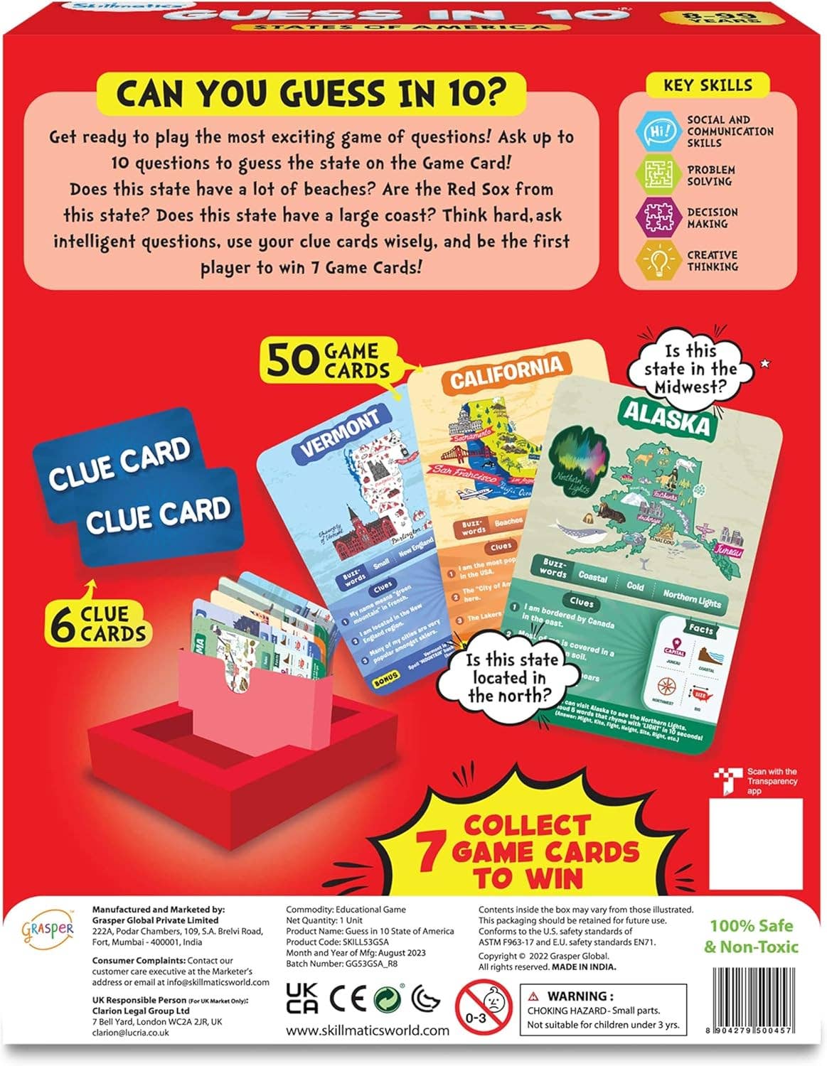 Skillmatics Guess in 10 States of America Card Game