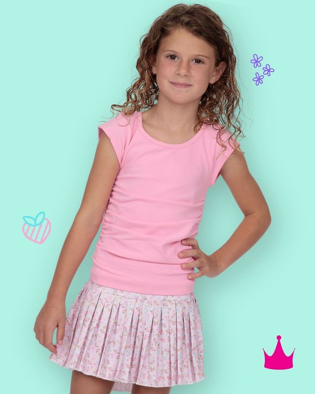 Pretty in Pink Flowers Gathered Skort