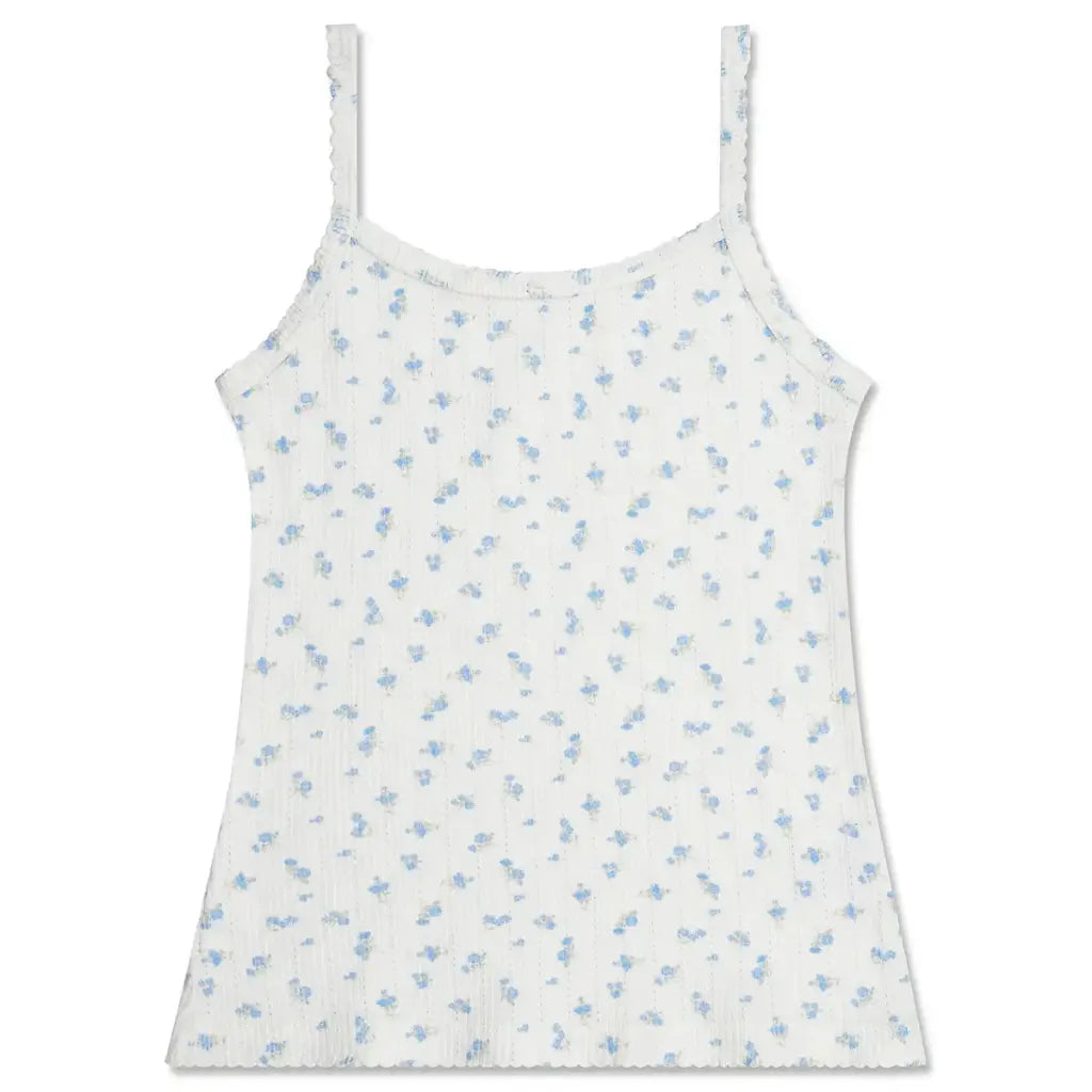 Blue Floral Pointelle Tank and Short Set