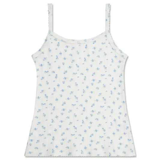 Blue Floral Pointelle Tank and Short Set