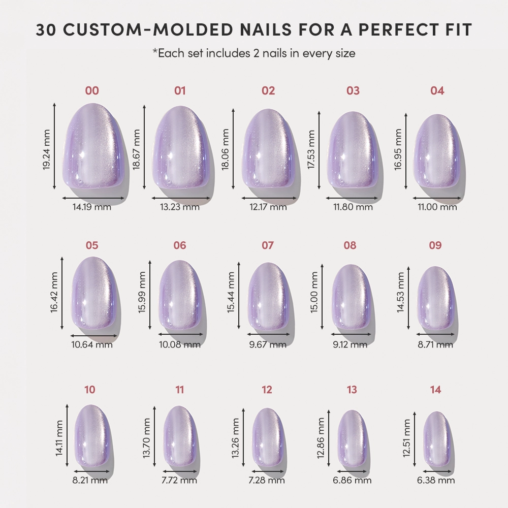 Mermaid's Tail Press-On Nails | Short Oval Purple Iridiscent