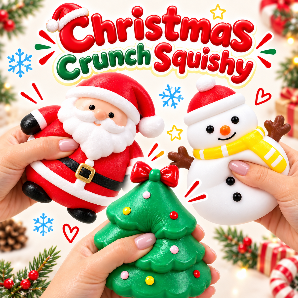 Crunchy Merry Christmas Squishy Toy— ASMR Holiday Squishies