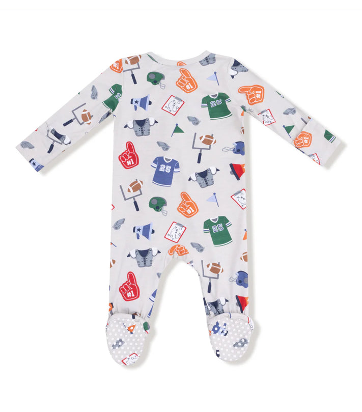Game Day - Grey - 2 Way Zipper  Footie