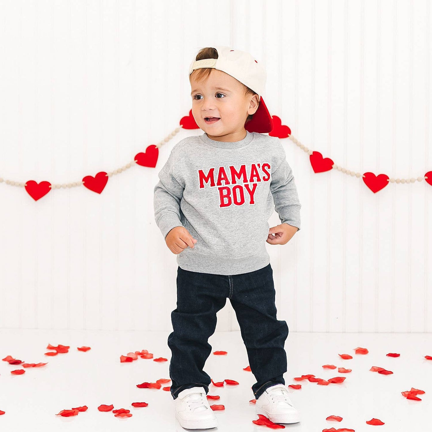 Mama's Boy Varsity Patch Valentine's Day Sweatshirt - Boys