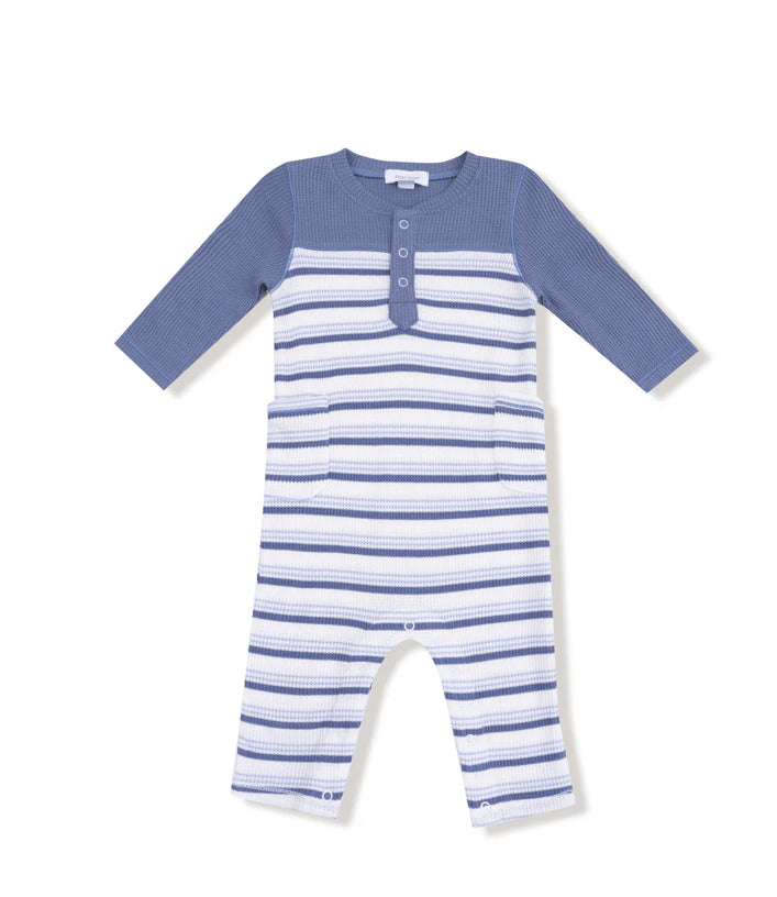Vintage Stripe - Blue - Romper W/ Contrast Sleeves