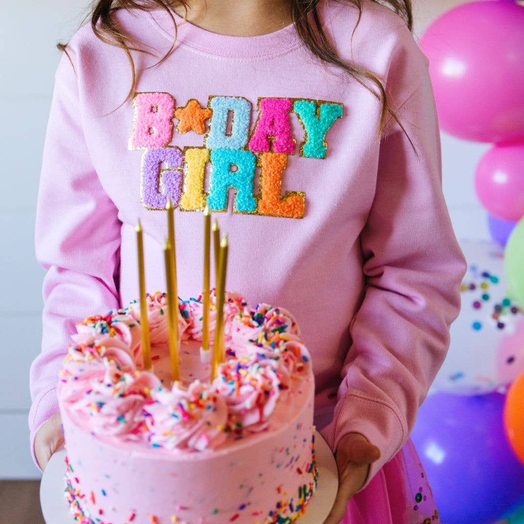 Birthday Girl Patch Sweatshirt - Kids Birthday Sweatshirt: