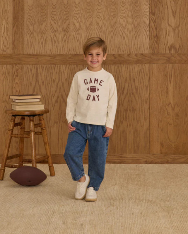 LONG SLEEVE PANELED TEE || GAME DAY NATURAL