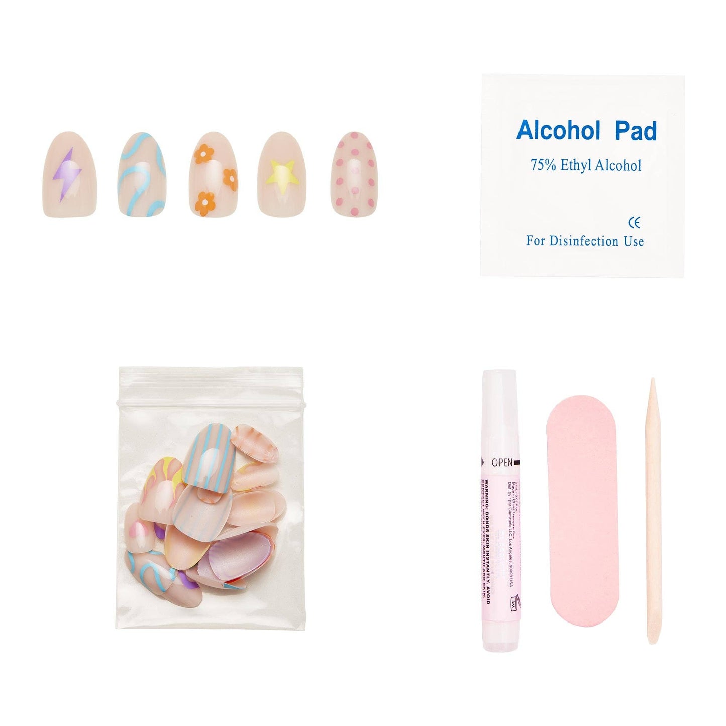 Wild Child Press-On Nails | Short Oval Multicolor Spring