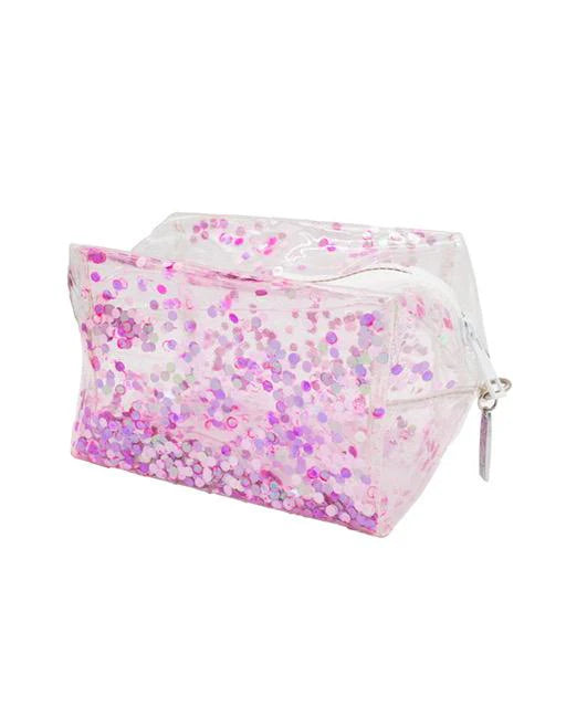 Clear Confetti heart Travel Bag