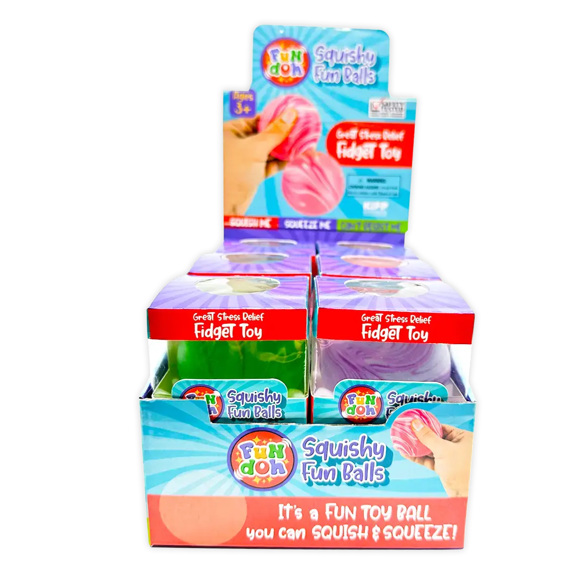 Fun Doh Squishy Fun Fidget Ball Boxed Assortment- 12/Display
