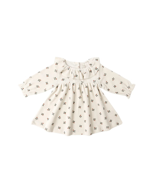 Velour Baby Dress || Holly Berry