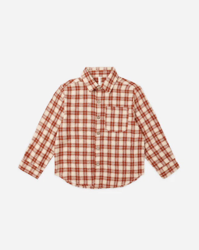 Collared Long Sleeve Shirt || Red Plaid