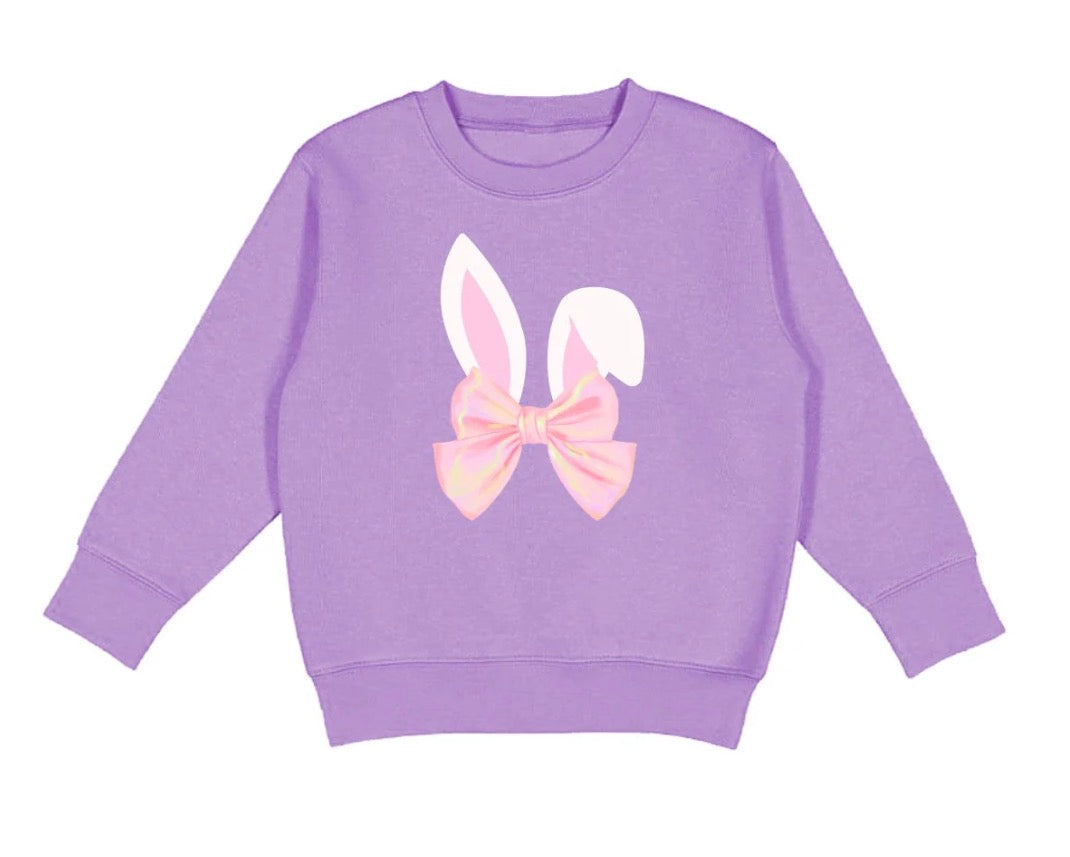 Bunny Bow Easter Sweatshirt-Lavender