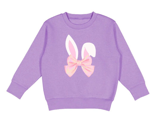 Bunny Bow Easter Sweatshirt-Lavender